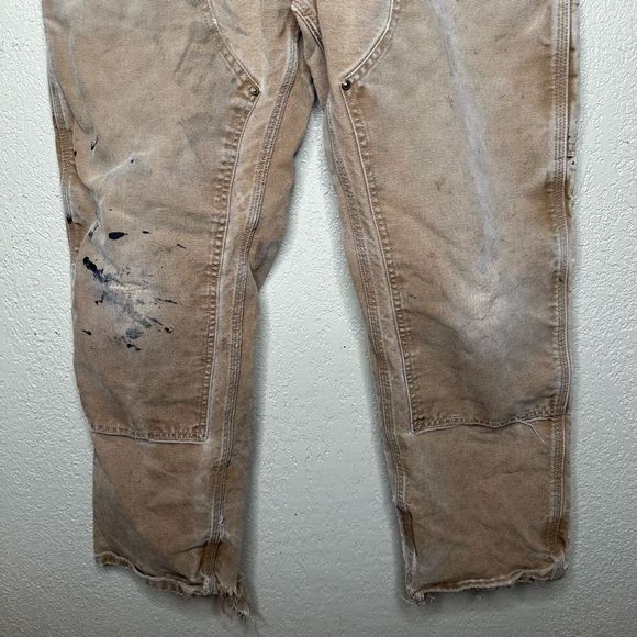 Carhartt Double Knee Canvas Duck Pants Tan Dungaree Fit Made in USA - Picture 3 of 8